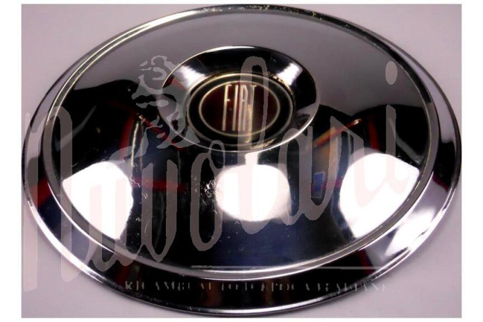 COPPA RUOTA CROMATA LOGO ROSSO PER FIAT 1200 GRANLUCE 