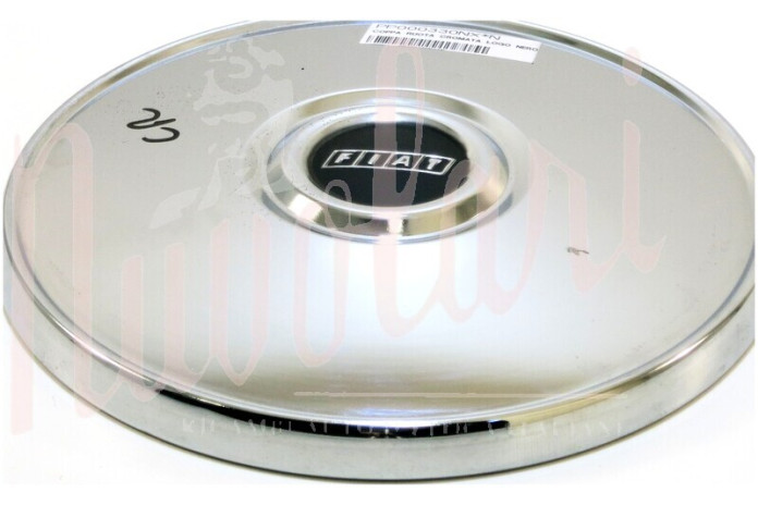 COPPA RUOTA CROMATA LOGO NERO PER FIAT 132 1600 