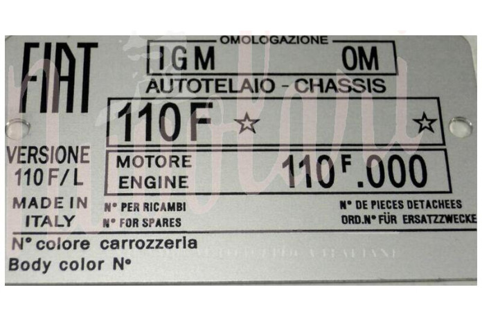 ETICHETTA IDENTIFICATIVA 110F