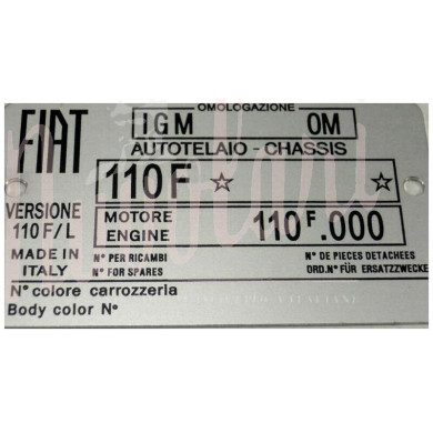 ETICHETTA IDENTIFICATIVA 110F