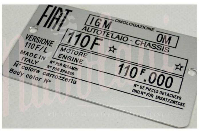 ETICHETTA IDENTIFICATIVA 110F