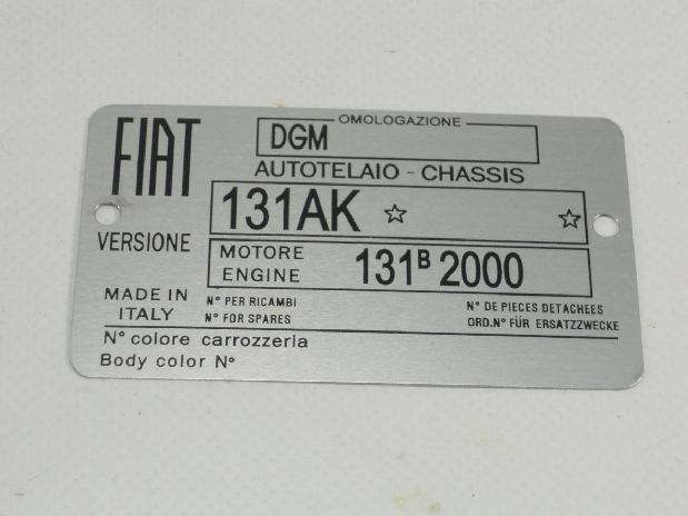 ETICHETTA IDENTIFICATIVA 131AK PER FIAT 131 RACING 2000 