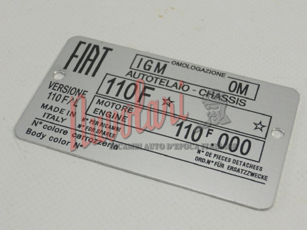 ETICHETTA IDENTIFICATIVA 110F FIAT 500 F - 500 L / IDENTIFICATION LABEL 110F