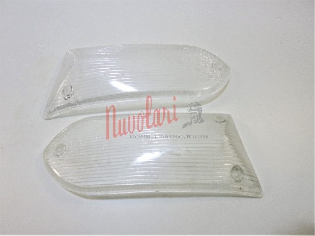 COPPIA LENTI ANTERIORI CARELLO BIANCHE FIAT DINO SPIDER / PAIR OF WHITE FRONT LENSES CARELLO