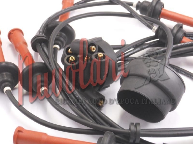 SERIE CAVI CANDELE NERI ALFA 6 2500 - ALFETTA GTV 2500 / BLACK SPARK PLUGS CABLES -1